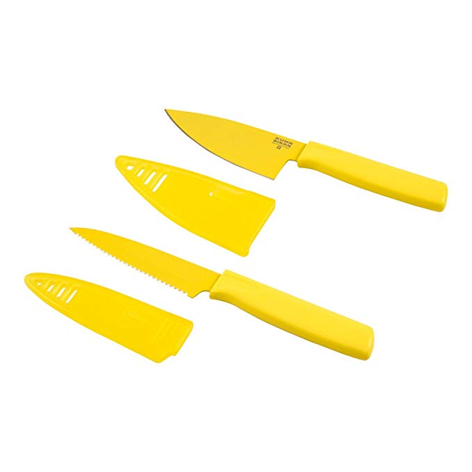 Kuhn Rikon Colori Mini Chef's Knife and Paring Knife Set, Yellow