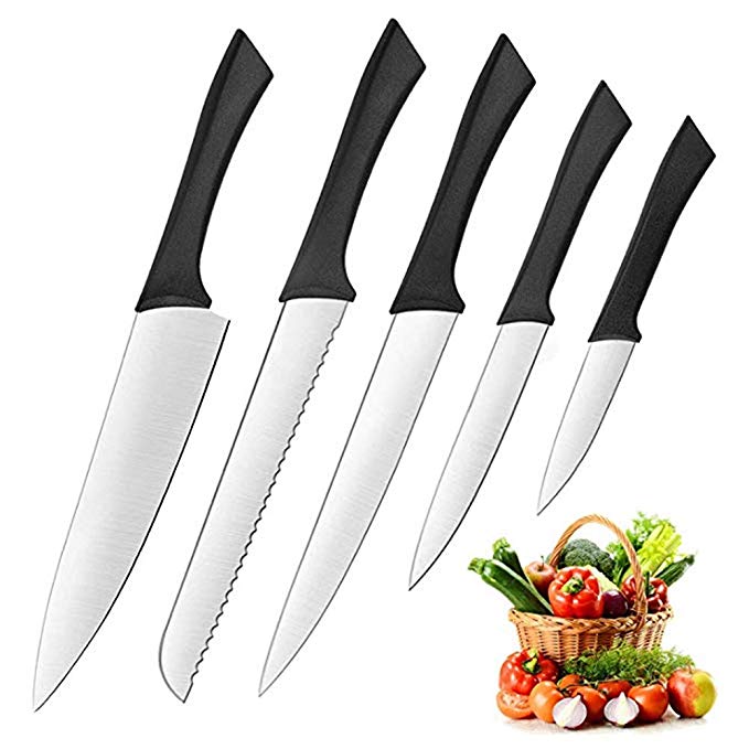 Vestaware Knife Set/Kitchen Knvies,Kitchen Knife Set with Carving Utility Chef Bread and Paring Knives - 5 Piece High Carbon Stainless Steel Cutlery Knives Set