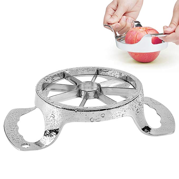 Qiute Heavy Duty 304 Stainless Steel Apple Corer and Divider, Cutter, Slicer, Slitter with 8 Blades, Silver