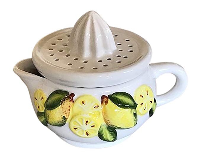 Lemon Design Citrus Juicer with Handle, Pouring Spout and Strainer