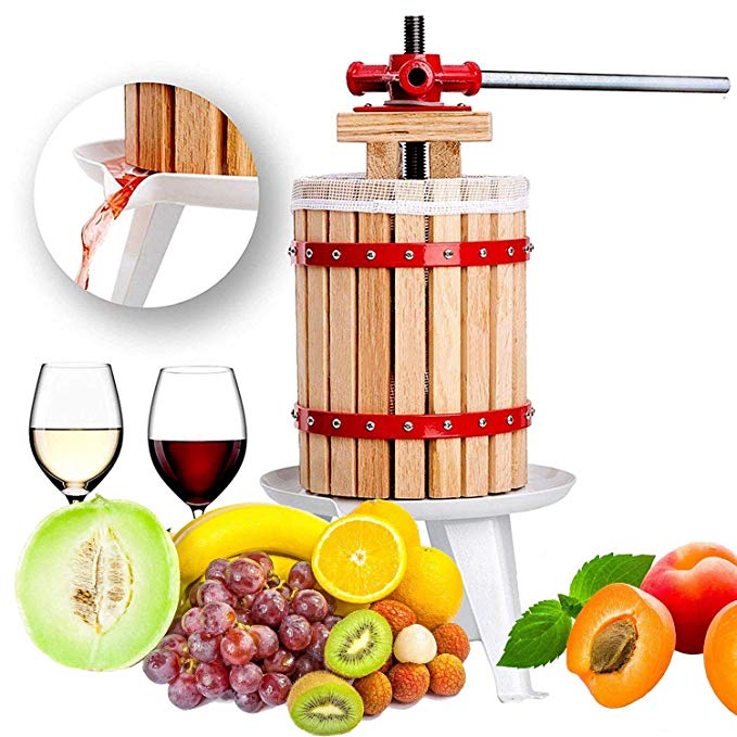 Halorose Fruit Wine Press 1.6 Gallon,Cider Apple Grape Crusher for Kitchen With Solid Wood Basket,6L Juice Maker Crusher and Grinder Tool