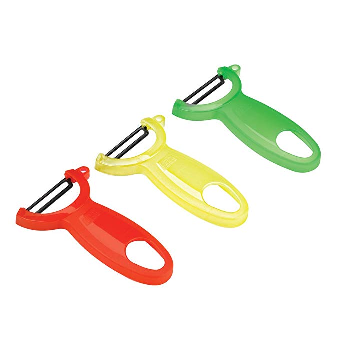 Kuhn Rikon Original Swiss Translucent Peeler Set, 4-Inch, Red/Green/Yellow