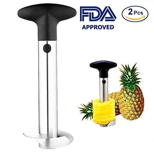 BeeHomePower Stainless Steel Pineapple corer cutter slicer, peeler, de corer, 3 in 1 tool fruit best set 2Pcs