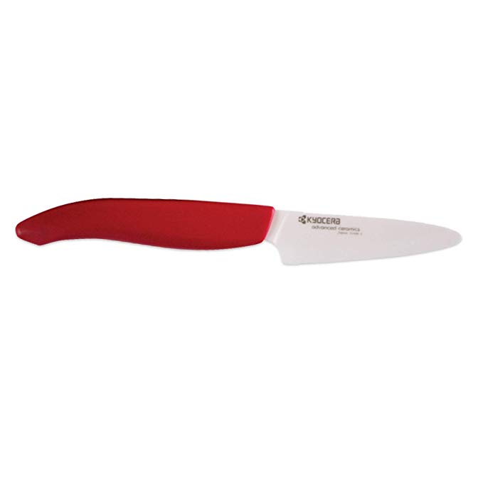 Kyocera Advanced Ceramic Revolution Series 3-inch Paring Knife, Red Handle, White Blade