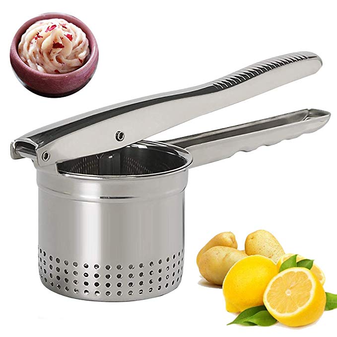 WramCrystal, Stainless Steel Potato Ricer and Masher, Premium Manual Mashed Fruit Masher, Lemon Squeezer - Manual Citrus Press Juicer (13.7 oz)