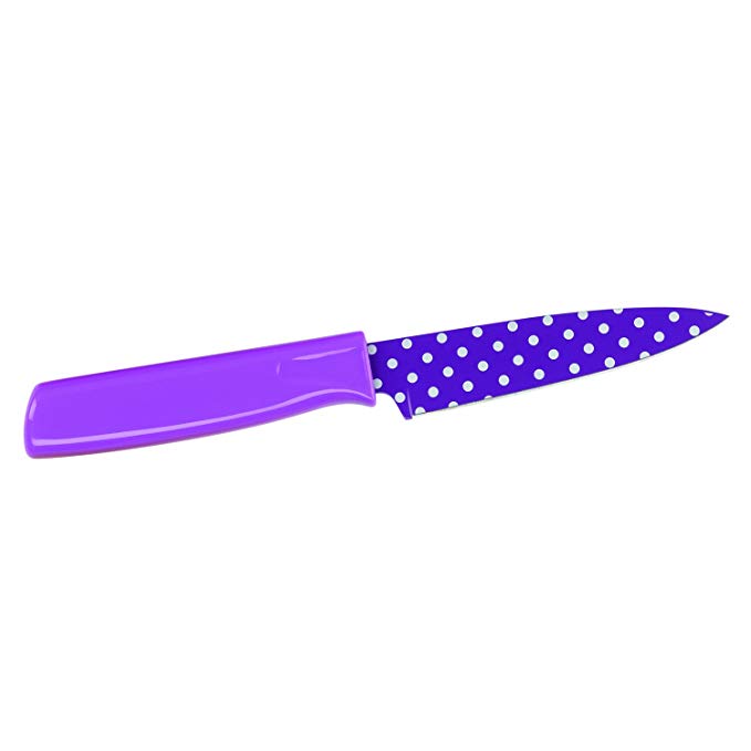 Kuhn Rikon Colori Polka Dot Paring Knife, 4-Inch, Purple