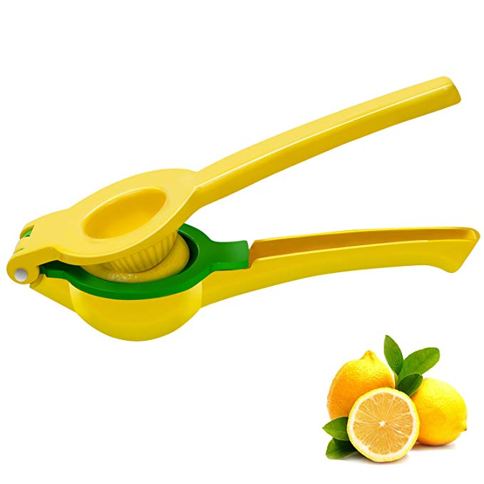 Acover Premium Quality Metal Lemon Lime Squeezer-Manual Citrus Press Juicer, 2-Bowl-in-1,Bonus with Fruit Ball Spoon