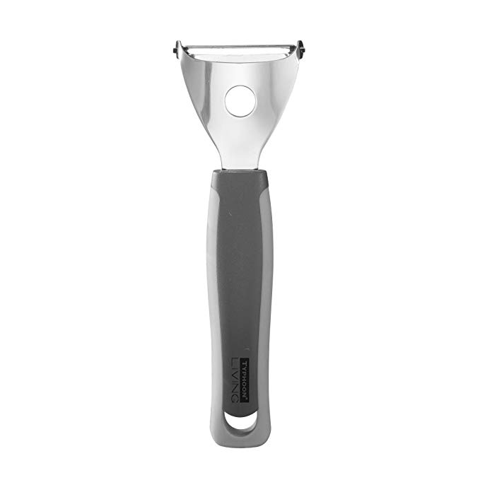 Typhoon Two Tone Collection Grey Peeler, Ultra-sharp Stainless Steel Blade Glides Through Fruit and Vegetables, Soft-grip Nylon Handle, Hanging Loop for Easy Storage