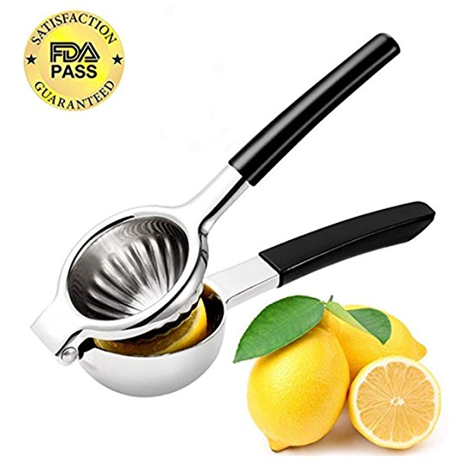 Vilapur Top Rate Premium Quality 304 Stainless Steel, Lemon Squeezer,(FT-02-001), with Silicone Handles 304 Stainless Steel (Black)