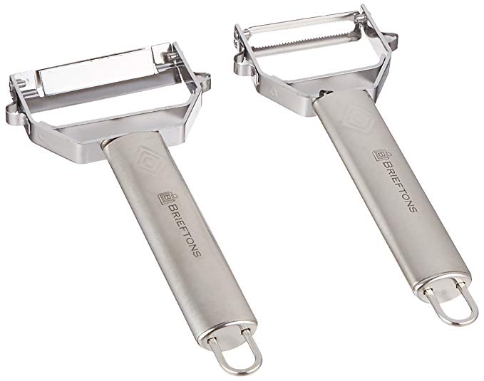 Brieftons Julienne Peeler/Cutter/Slicer: Serrated Stainless Steel Fruit/Vegetable Peeler & Julienne Slicer