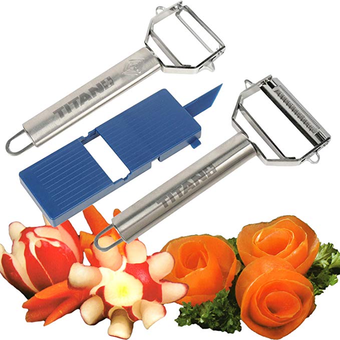 WOSHERD Titan Peeler Plus Julienne Tool and Slicing Board