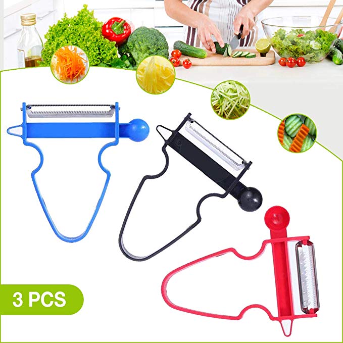 Vicious Teknology Magic Trio Peeler - Peel Cheese, Fruit, Veggie in Seconds with Sharp Stainless Steel Blade - 3PCS