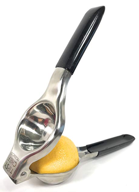 Premium Quality Compact Stainless Steel Lemon Lime Squeezer Citrus Press Silicone Comfort Grip Tipsy Chef