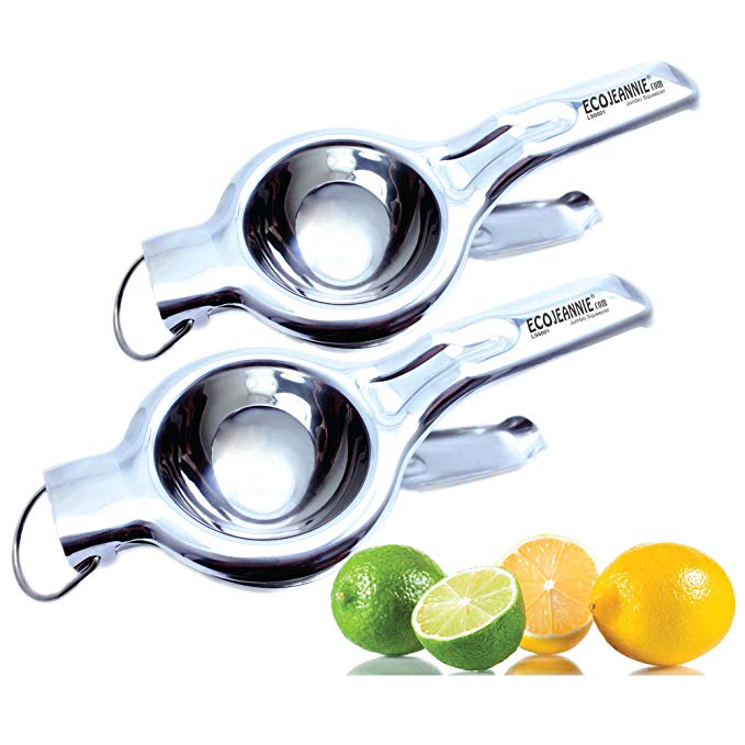 TWIN PACK - EcoJeannie Heavy Duty Jumbo Size Food Grade #304 Stainless Steel Lemon Juicer (LS0001), Unbreakable Anti-Corrosive Premium Quality Manual Squeezer, Citrus Juicer, Lime Juicer