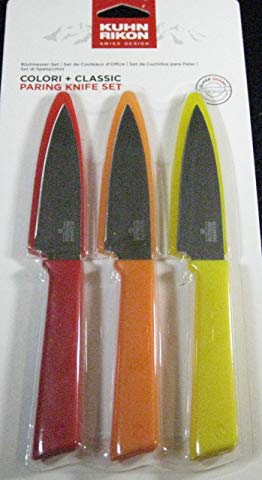 Set of 3 Kuhn Rikon Colori and Classic Paring Knife Set