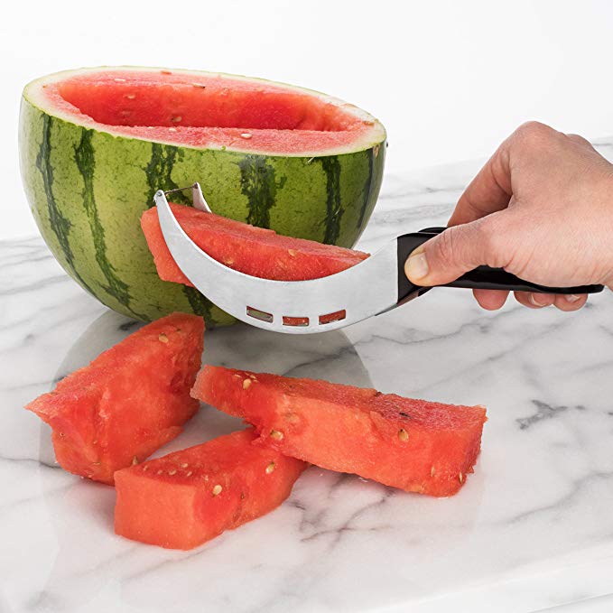 Watermelon Slicer- Multipurpose Cutter Corer Server Stainless Steel Tong- Kid Friendly- Works Perfectly With Melons Handy Stainless Steel Utensil by