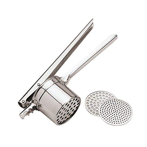 Paderno World Cuisine stainless potato ricer with three discs 3 3/4