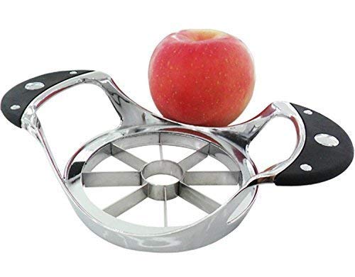 HappierChef Apple Slicer and Corer Stainless Steel Alloy with Ergonomic Slip-Resistant Handle Suitable Most Fruits Like Apple,Pear,Oranges,Peaches,Durable Thick Steel Sharp Blades,Pitter And Cutter Blades,Easy To Clean