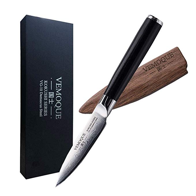 Vemoque Paring Knife - Kokushi Series Paring Knife - 67 Layers VG-10 Damascus Stainless Steel - 3.5