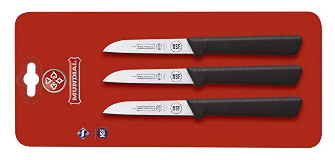 Mundial SC0530-3 3-Inch Sheep's Foot Paring Knife Collection, Set of 3, Black