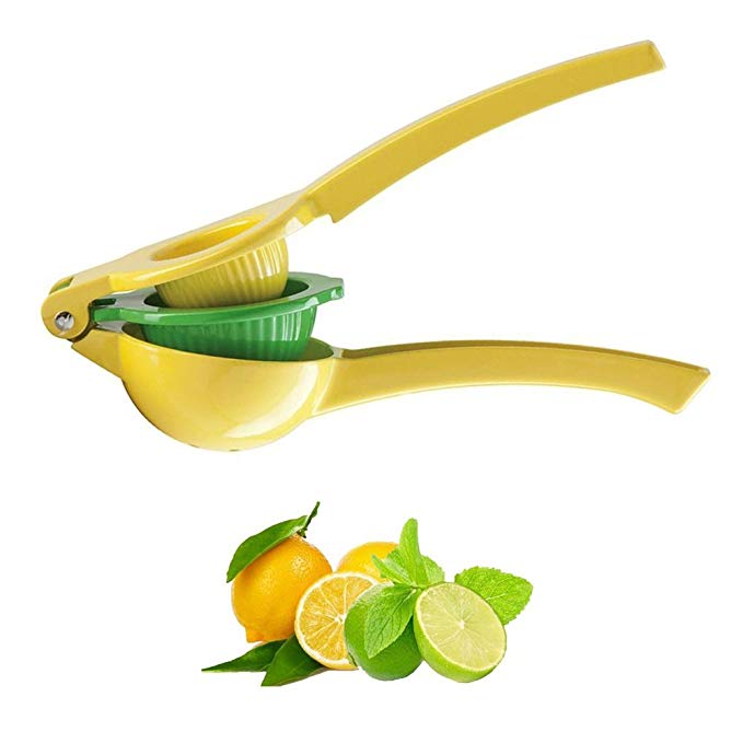 Xubox Lemon Squeezer, Premium Quality Enameled Aluminum Metal 2-in-1 Citrus Juicer, Lemon Lime Squeezer & Juicer, Double Bowl Manual Citrus Press Juicer with Non-slip Handles Works for Lime and Orange