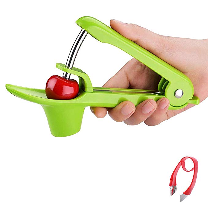 CloverTale Cherry Pitter, Olive Pitter Remover with Splatter Shield and Strawberry Huller, Dishwasher Safe