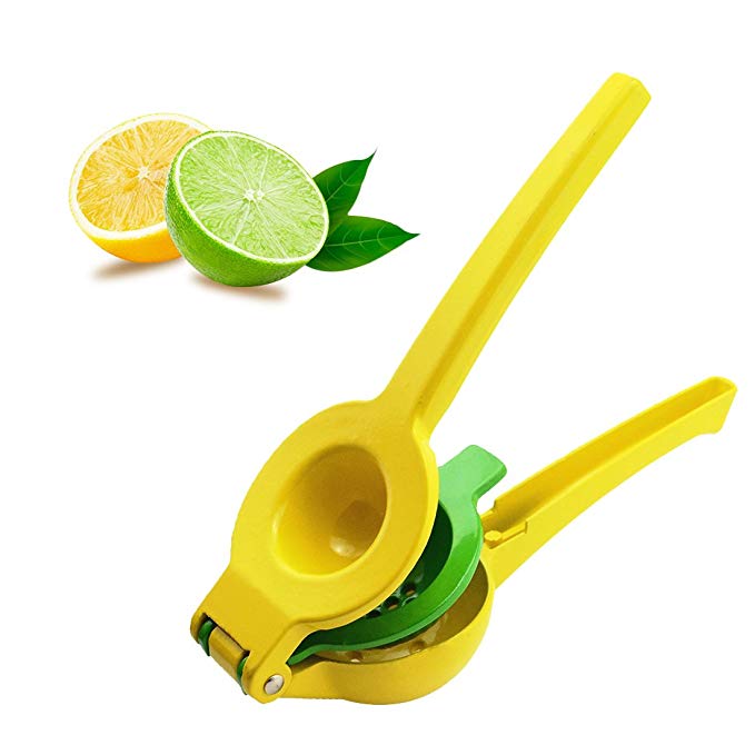 Lemon Squeezer Manual Hand Press Citrus Juicer,Kuxislxm 2 in 1 Premium Quality Heavy Duty Lemon Lime Orange Metal Enameled Aluminum Squeezer Manual Fruit Citrus Juicer For Kitchen Or Bar (Yellow)