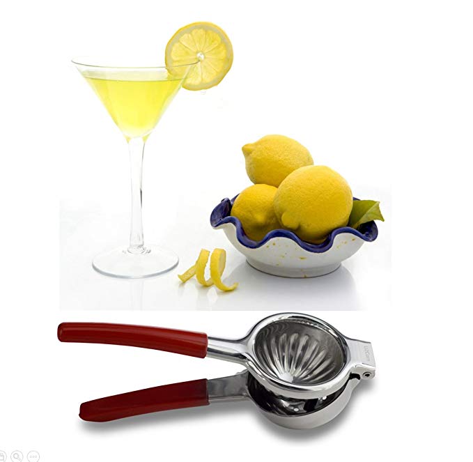 50% Off Big Sale Event - U2Com Premium Lemon Lime Squeezer - Food Safe Stainless Steel - Manual Juicer For All Citrus - Red Silicon Handle For safety - Perfect Gift For Home & Kitchen