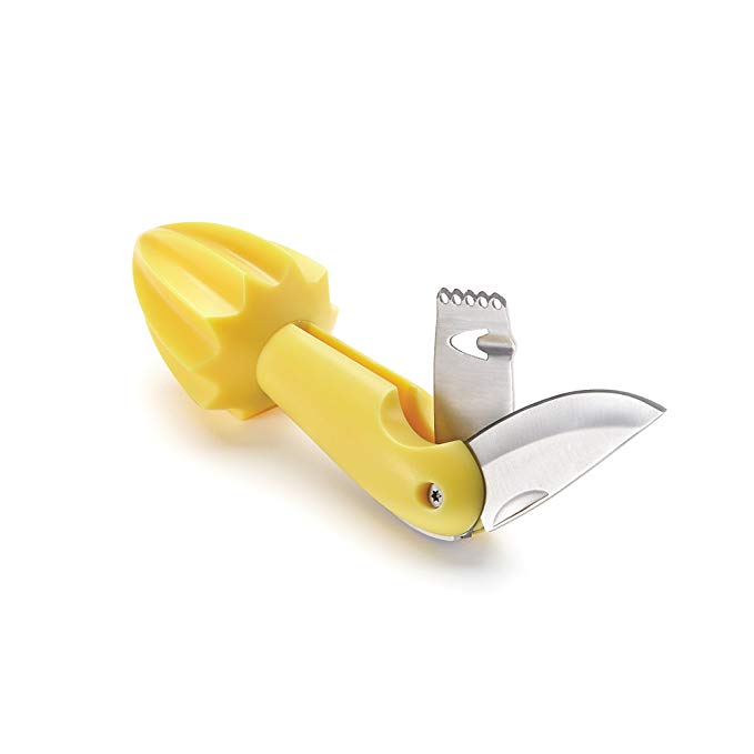 Outset B237 Citrus Reamer, Zester, Paring Channel Knife Fruit Multitool, One Size, Lemonade