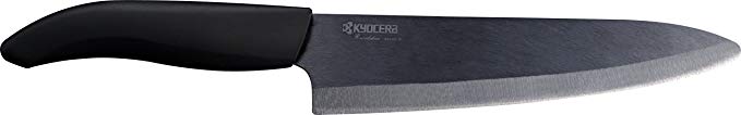 Kyocera Advanced Ceramic Revolution Series 7-inch Professional Chef's Knife, Black Blade