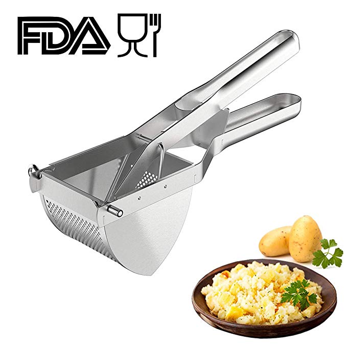 Potato Ricer, Sopito Potato Masher Stainless Steel Squeezer Baby Food Strainer Press Strainer Fruit and Vegetables Ricer For Creamy Fluffy Mashed Potato and Food Recipes Fruit Press