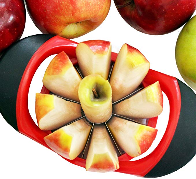 Dynamic Chef Apple Slicer - Stainless Steel Apple Corer - up to 3.5 Inch Apples - 8 Slices - Comfortable Sturdy Rubber Grips