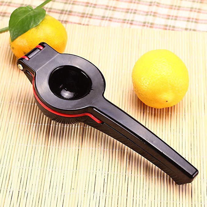 Nihao® Lemon Squeezer, Aluminum Manual Double Bowls Built in 1 Hand Citrus Press Juicer Lemon Squeezer,Black and Red