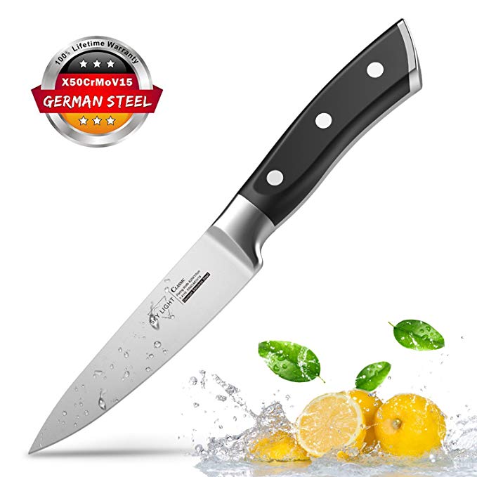 Paring Knife Fruit Knife Peeling Knife，4 Inch German HC Stainless Steel Sharp Blade with Non Slip Ergonomic Handle