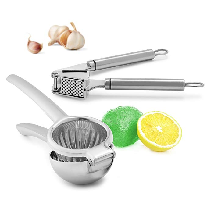 Chef's Star Premium Stainless Steel Bundle - Garlic/Ginger Press & Citrus Juice Press