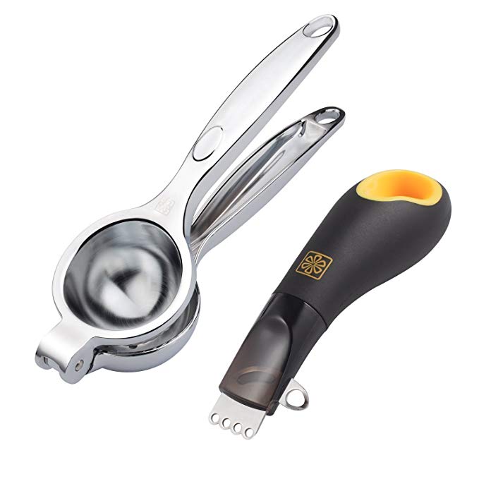 Zestkit Lemon Squeezer/Lemon Juicer, Lime Squeezer with Durable Sliver Stainless Steel Handle, Manual Citrus Press Juicer (An Additional Zester Included)