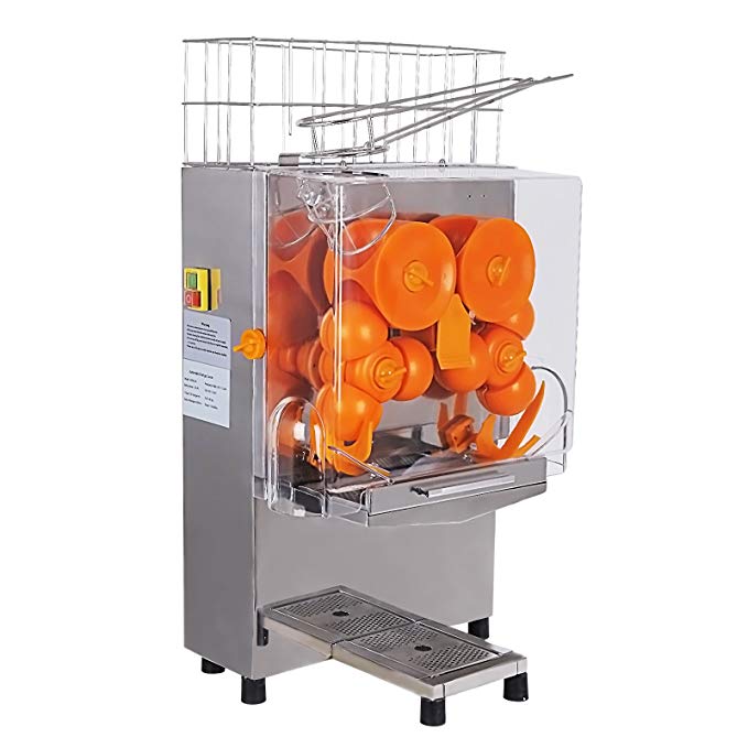 SUNCOO Electric Commercial Orange Squeezer Juice Extractor Lemon Lime Citrus Machine 120W -Auto Feed,Floor Standing,20-30 Oranges/Minute,Stainless Steel Tank