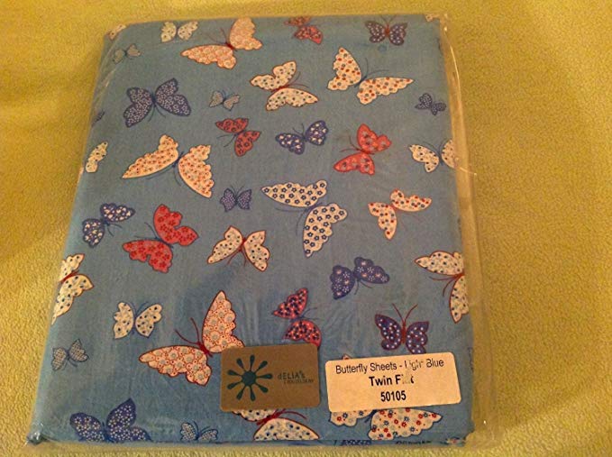 Delia's Light Blue Butterfly Sheets, One Flat and One Fitted Sheet Only