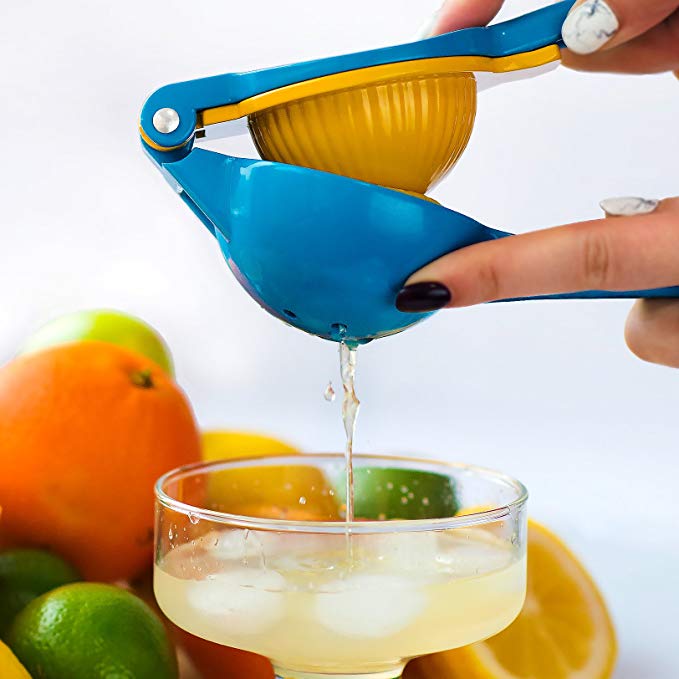 ◀️ Closeout Sale ▶️ Lemon / Lime Squeezer | Handheld Citrus Press | Manual Juicer, Blue / Yellow