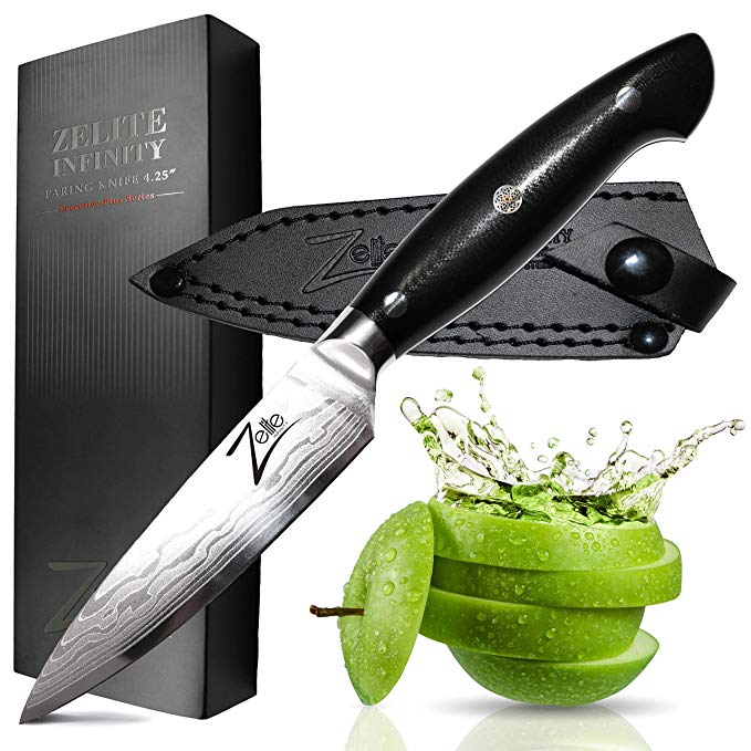 Zelite Infinity Paring Knife 4.25 Inch >> Executive-Plus Series Japanese AUS10 Super Steel 67 Layer High Carbon Stainless Steel, Incredible G10 Handle, Full-Tang, Larger Deeper Blade” class=”aligncenter”></a><br /><a href=