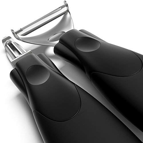 Triple Your Peeling Speed - Set of 2 Peelers For The Price of One, Sharp and Durable, Stainless Steel Double-edged Blades For All Fruits and Vegetables - Dishwasher Safe, Easy To Clean