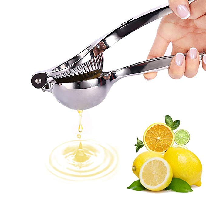 Heavy Duty Lemon Squeezer Press Professional Manual Orange Juicer with Zinc Alloy for Home Kitchen Outdoors Party Silver