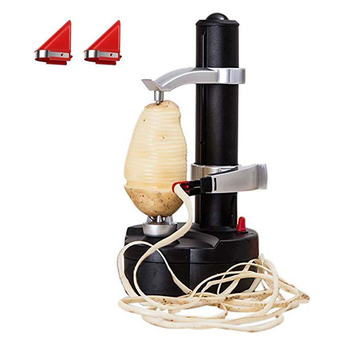 LOHOME Electric Potato Peeler [2 Extra Blades] - Automatic Rotating Fruits & Vegetables Cutter Apple Paring Machine - Kitchen Peeling Tool