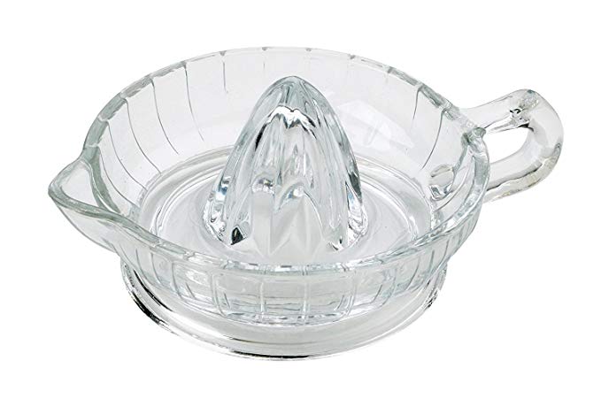 HIC Citrus Juicer Reamer with Handle and Pour Spout, Heavyweight Glass