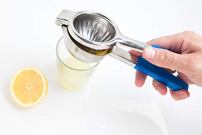 Lemon Squeezer | Stainless Steel Hand Juicer | Sturdy Durable Hand Press & Comfortable Silicone Handles & FREE eBook! | Dishwasher Safe | Citrus Press | Lemon Squeezer Press | By iBetterhomes